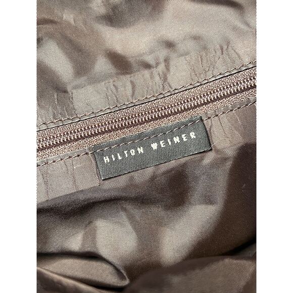 Y2K Hilton Weiner Leather Perforated Purse Studded Brown Bucket Bag Grommets - Picture 15 of 16